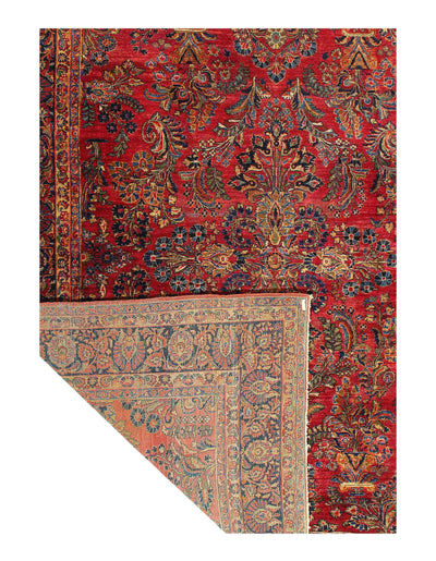 Canvello Hand-Knotted Persian Antique Sarouk Rug - 8'1'' X 11'8''