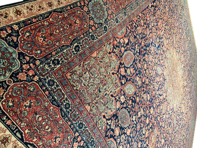 Canvello Hand Knotted Persian Blue Brown Rug - 13'7'' X 17'11''