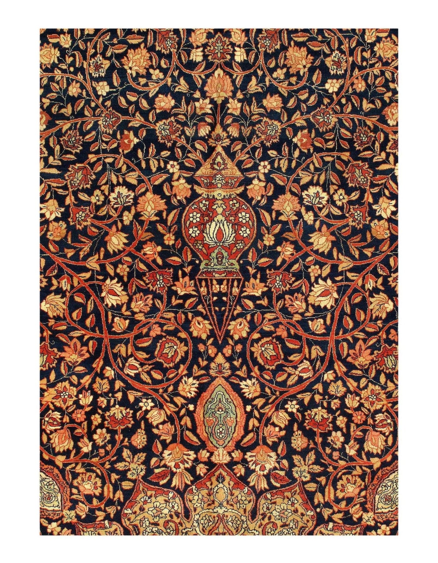 Canvello Hand Knotted Silkroad Blue Brown Rug - 13'7'' X 17'11'' - Canvello