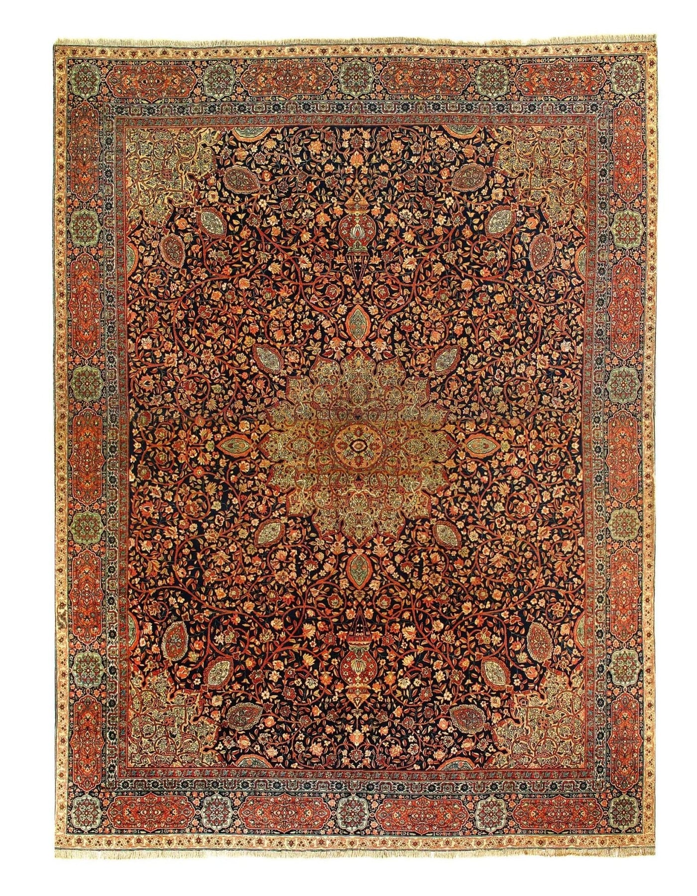 Canvello Hand Knotted Silkroad Blue Brown Rug - 13'7'' X 17'11'' - Canvello