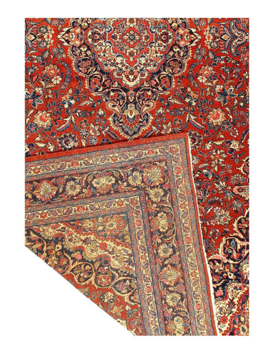 Canvello Hand Knotted Persian Gold And Red Rug - 8'11'' X 17'2''