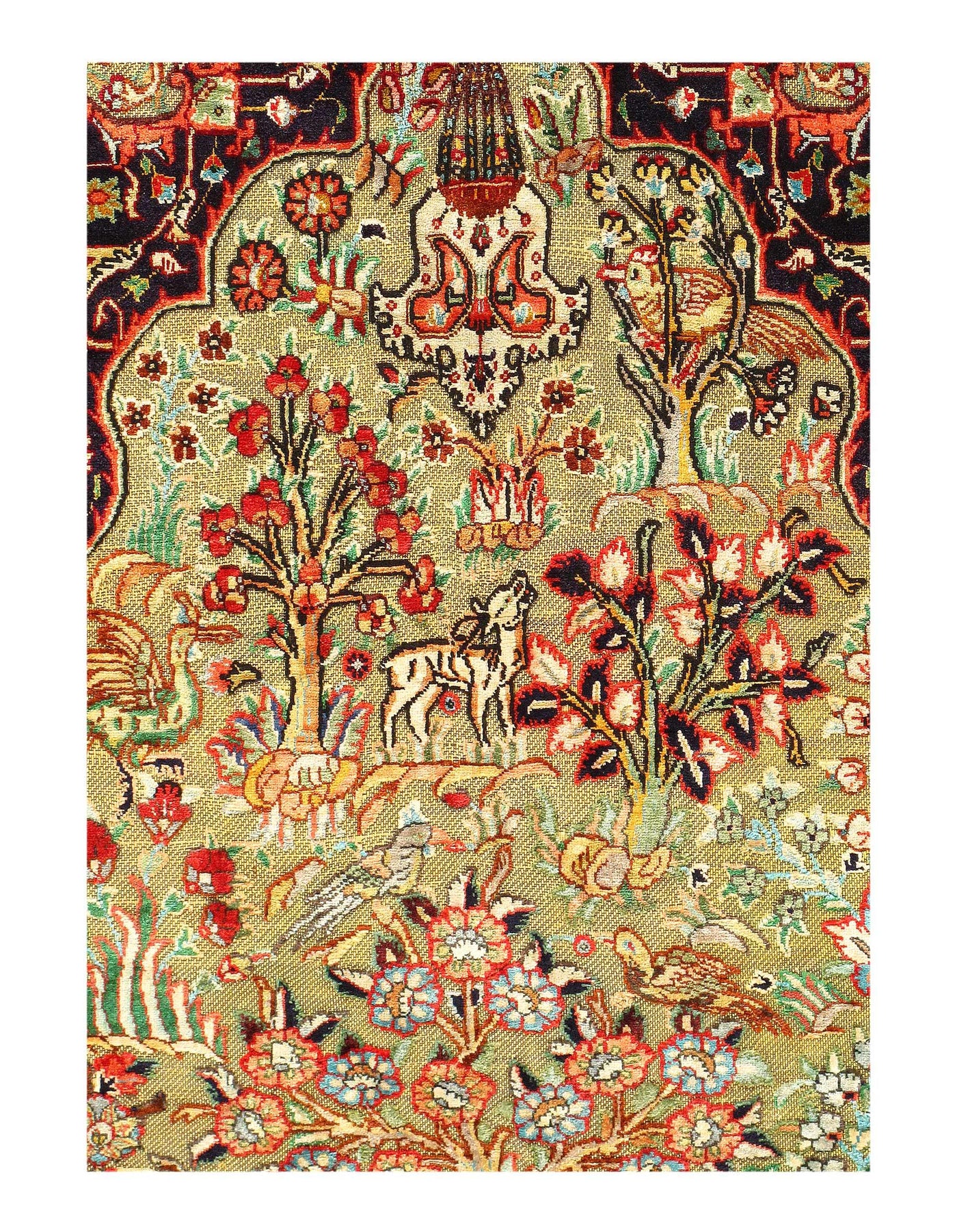 Canvello Hand Knotted Persian Kashan Orange Rug - 3'4'' X 4'6''
