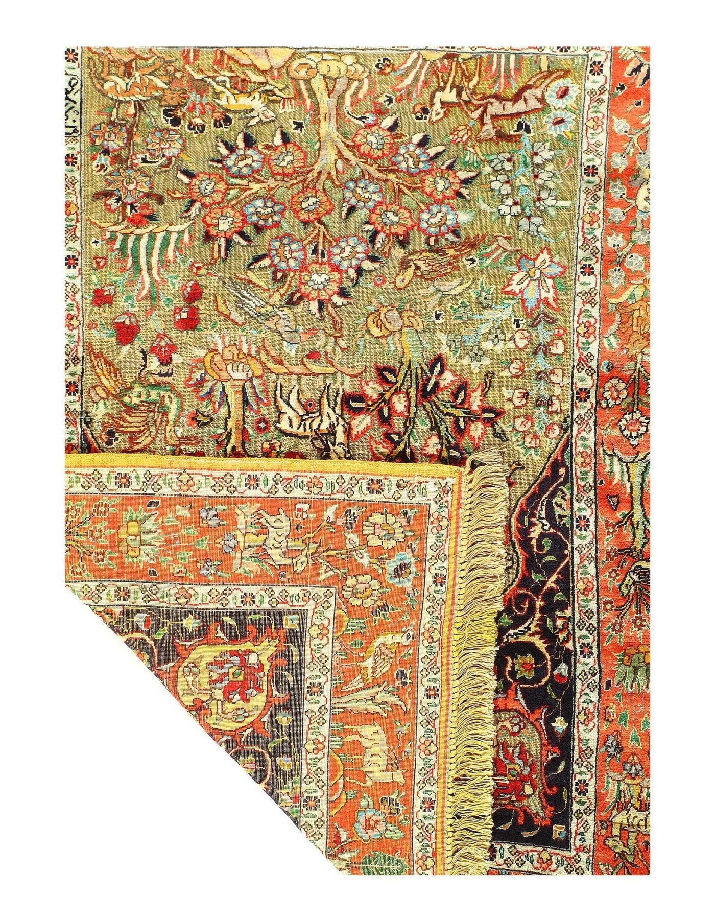 Canvello Hand Knotted Silkroad Kashan Orange Rug - 3'4'' X 4'6'' - Canvello