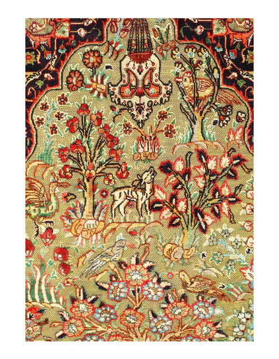 Canvello Hand Knotted Silkroad Kashan Orange Rug - 3'4'' X 4'6'' - Canvello