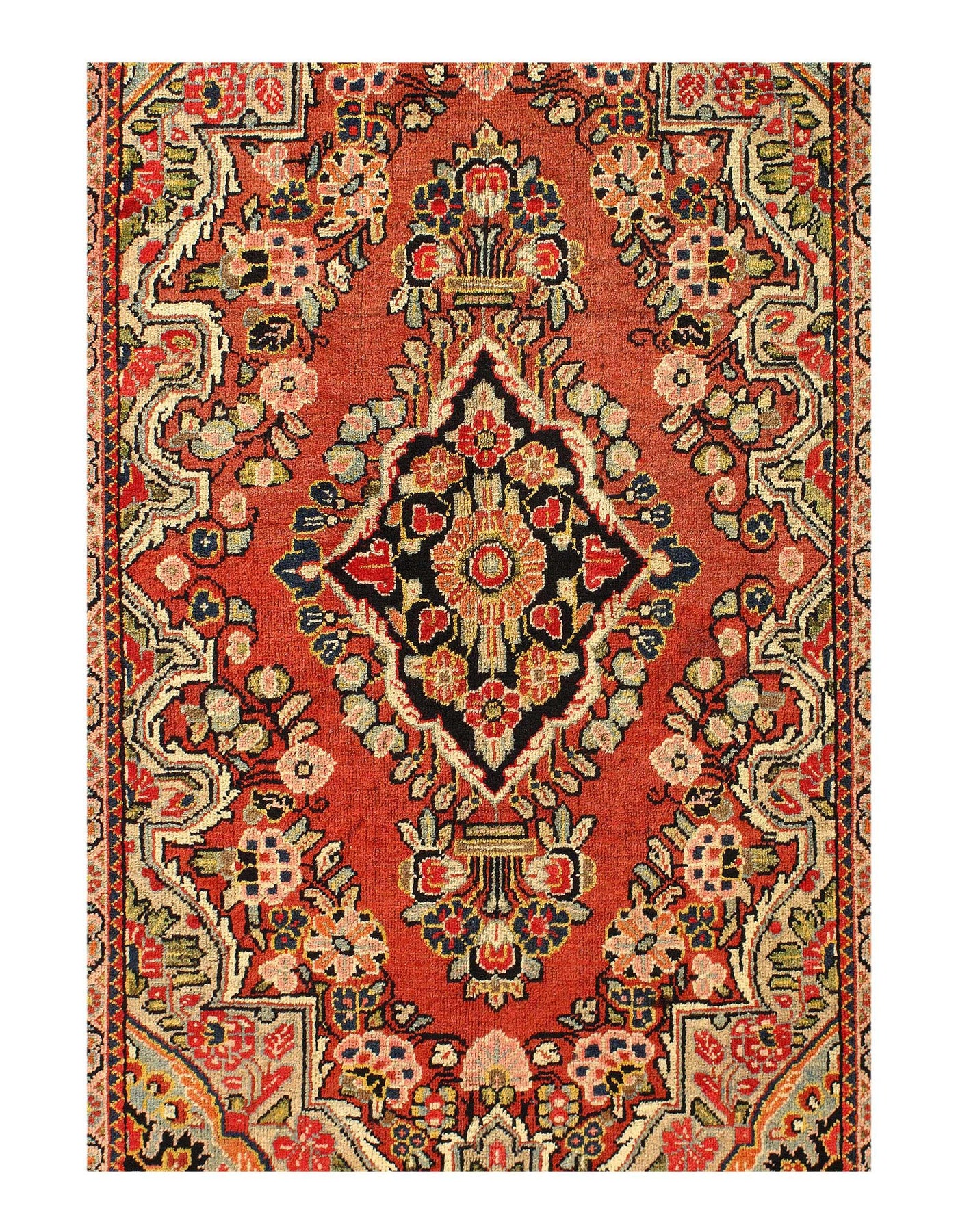 Canvello Hand Knotted Persian Vintage Mahal Rug - 4'3'' X 6'8''