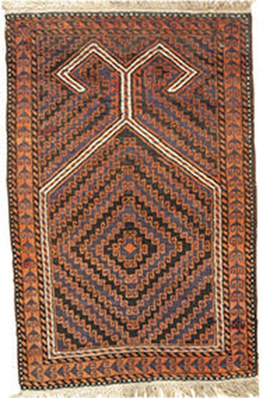 Canvello Hand Knotted Tribal Balouch Rug - 2'9" X 4'4
