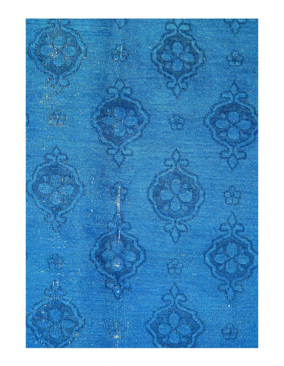 Canvello Hand knotted Vintage Overdyed Light Blue Rug - 9'1'' X 11'6'' - Canvello