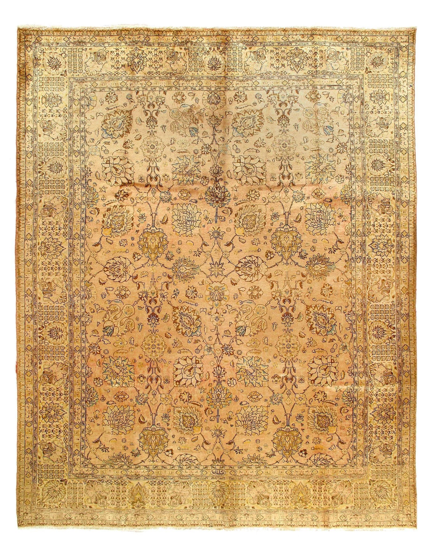 Canvello Hand Knotted Vintage Tabriz Rug - 9'7'' X 12'4''