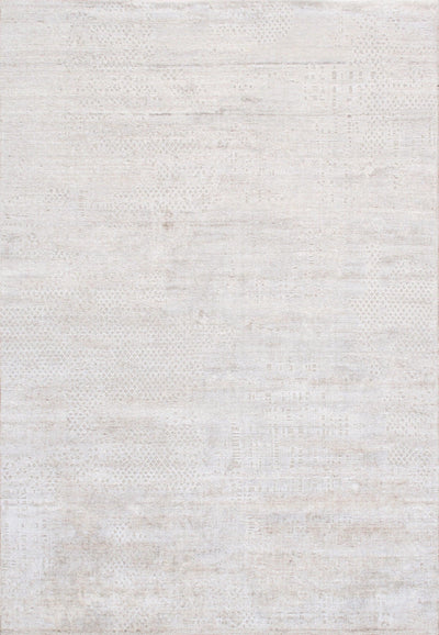Canvello Amari Collection Hand-Loomed Bsilk & Wool Beige Area Rug- 5' 4" X 7' 8" canvellollc