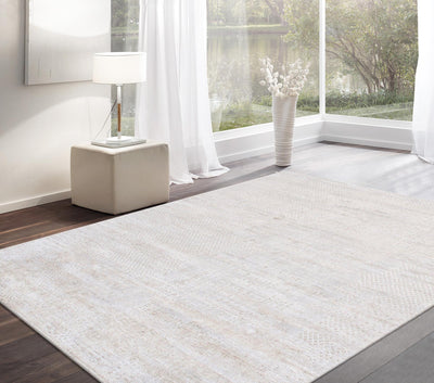 Canvello Hand - Loomed Bsilk & Wool Beige Area Rug - 5'4" X 7'8" - Canvello