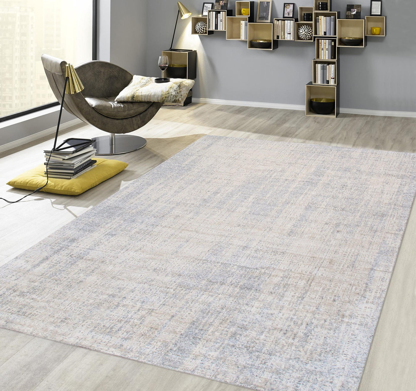 Canvello Hand - Loomed Bsilk & Wool Grey Area Rug - 8'1" X 10' - Canvello