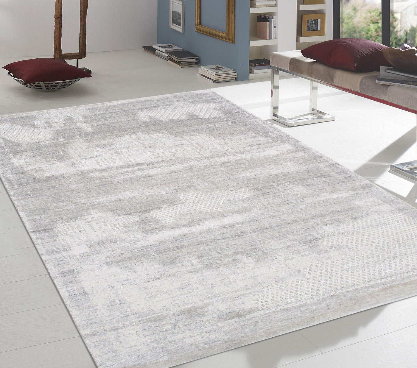 Canvello Hand - Loomed Bsilk & Wool Ivory Area Rug - 5'5" X 7'8" - Canvello