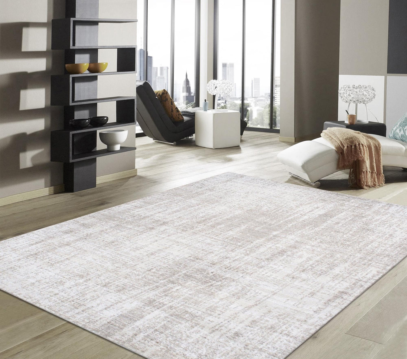 Canvello Hand - Loomed Bsilk & Wool Taupe Area Rug - 5'3" X 7'8" - Canvello