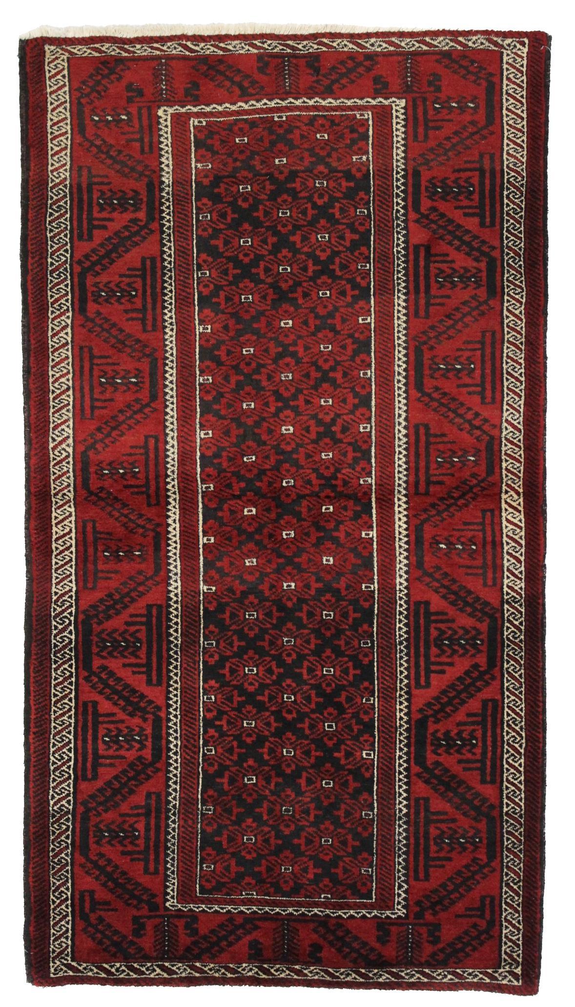 Canvello Hand Made All Over Persian Baluchi Rug - 3'3'' X 6'3''