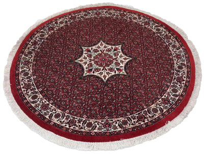 Canvello Hand Made Bidjar Round Red Rug - 3'5'' X 3'5'' - Canvello