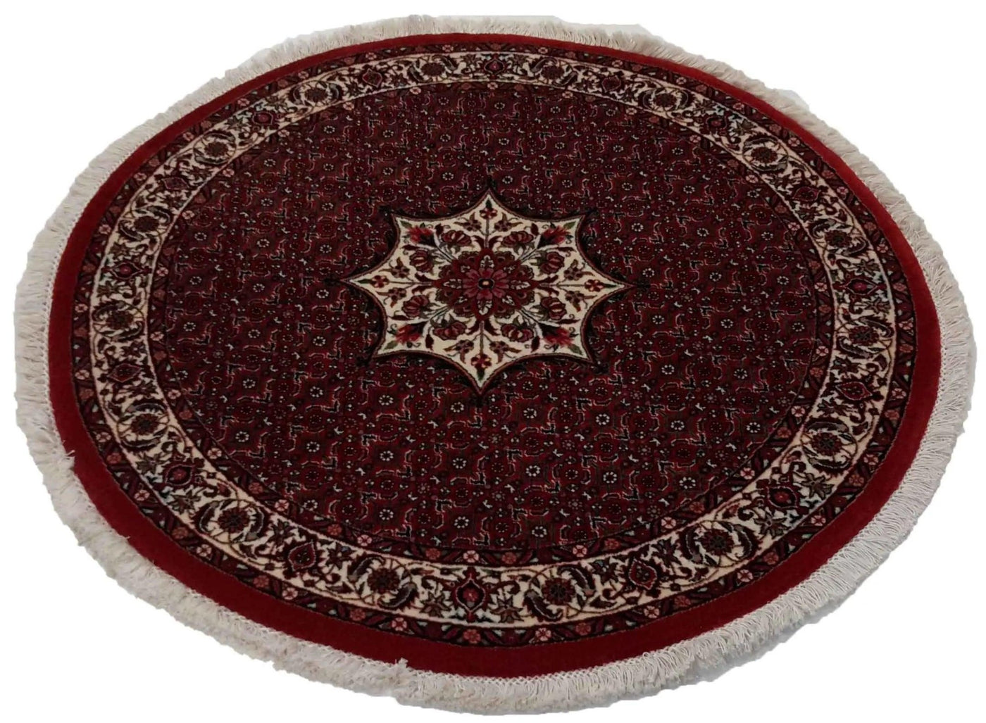 Canvello Hand Made Bidjar Round Red Rug - 3'5'' X 3'5'' - Canvello