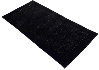 Canvello Hand Made Black Modern All Over Indo Gabbeh Rug - 2'4'' X 4'9'' - Canvello