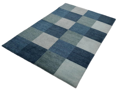 Canvello Hand Made Blue Modern All Over Indo Gabbeh Rug - 3'11'' X 5'11'' - Canvello