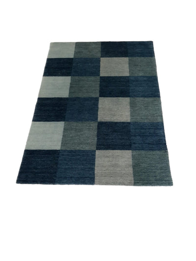 Canvello Hand Made Blue Modern All Over Indo Gabbeh Rug - 3'11'' X 5'11'' - Canvello