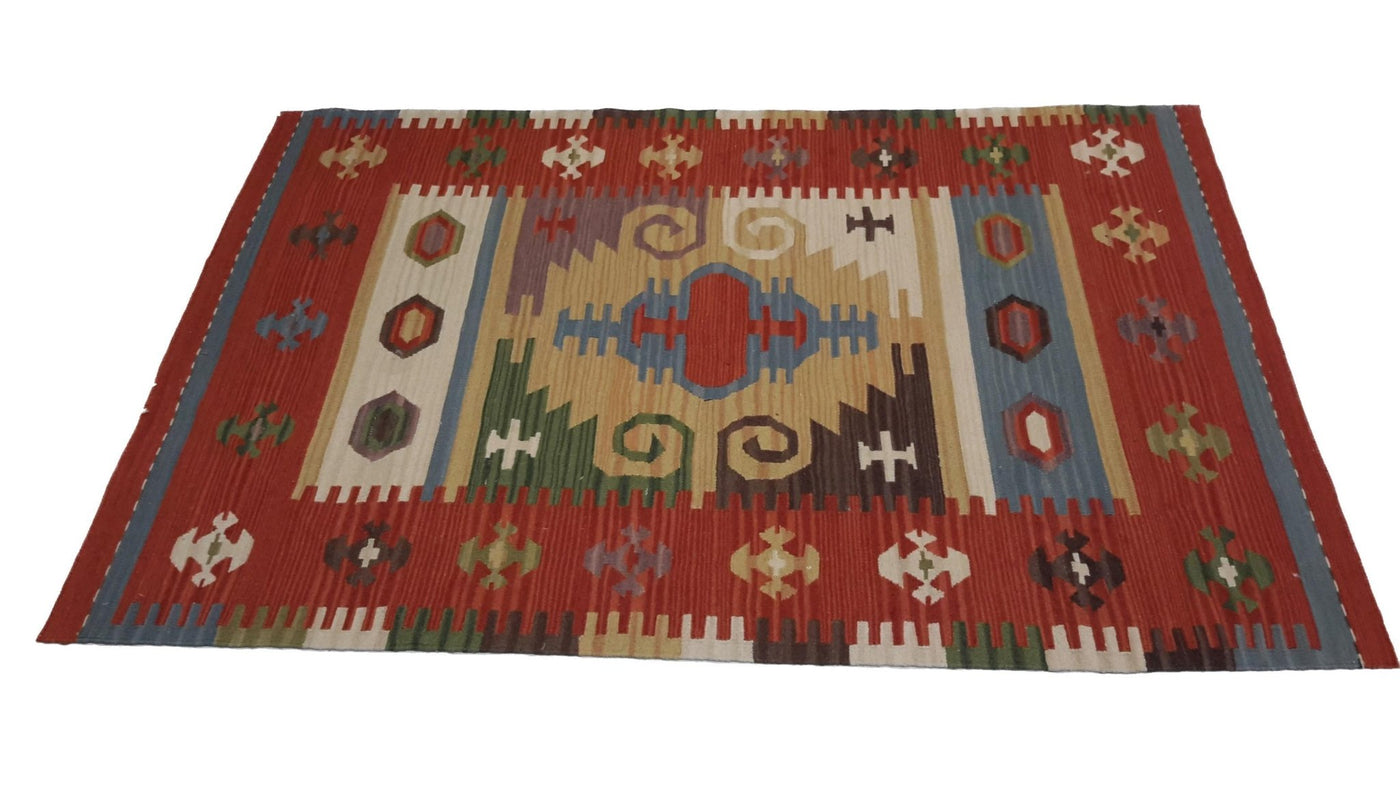 Canvello Hand Made Casual All Over Indo Kilim Rug - 4'0'' X 6'0'' - Canvello