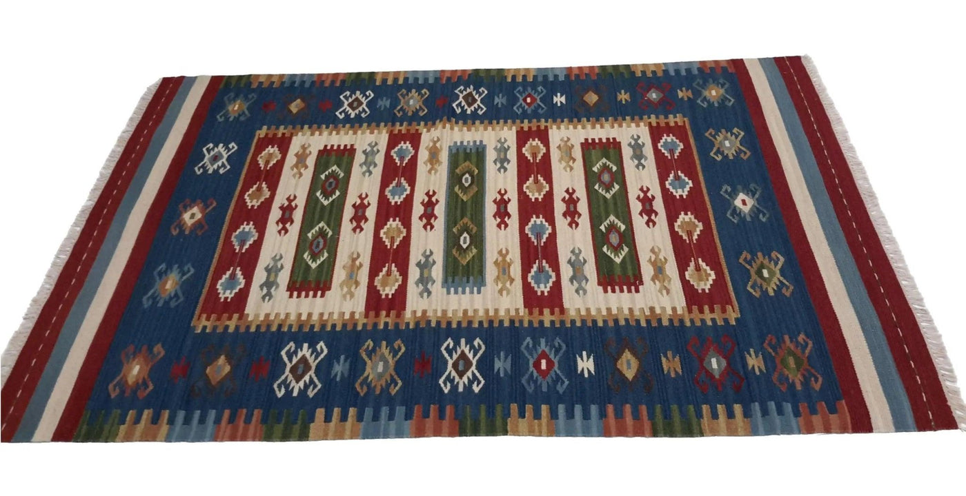 Canvello Hand Made Casual All Over Indo Kilim Rug - 4'0'' X 6'0'' - Canvello