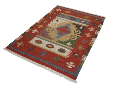 Canvello Hand Made Casual All Over Indo Kilim Rug - 4'0'' X 6'0'' - Canvello