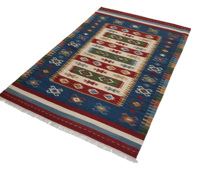 Canvello Hand Made Casual All Over Indo Kilim Rug - 4'0'' X 6'0'' - Canvello