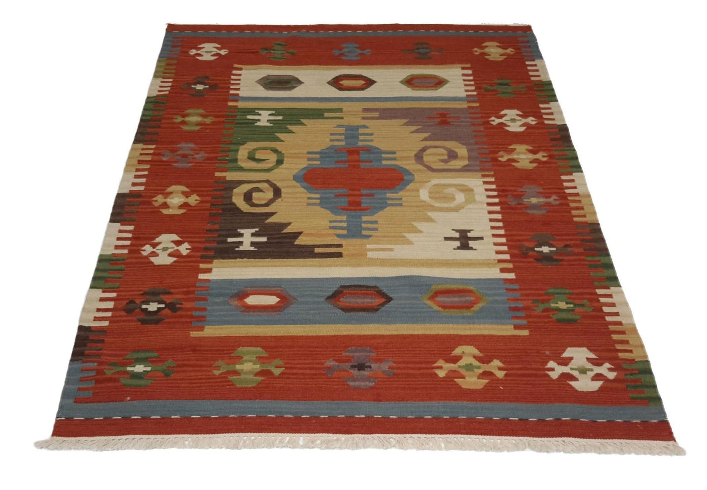 Canvello Hand Made Casual All Over Indo Kilim Rug - 4'0'' X 6'0'' - Canvello