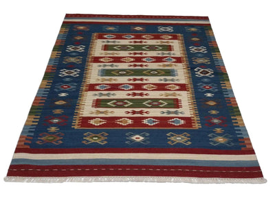 Canvello Hand Made Casual All Over Indo Kilim Rug - 4'0'' X 6'0'' - Canvello