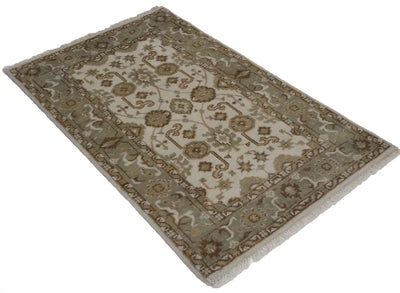 Canvello Hand Made Casual All Over Indo Oushak Rug - 3'2'' X 4'11'' - Canvello