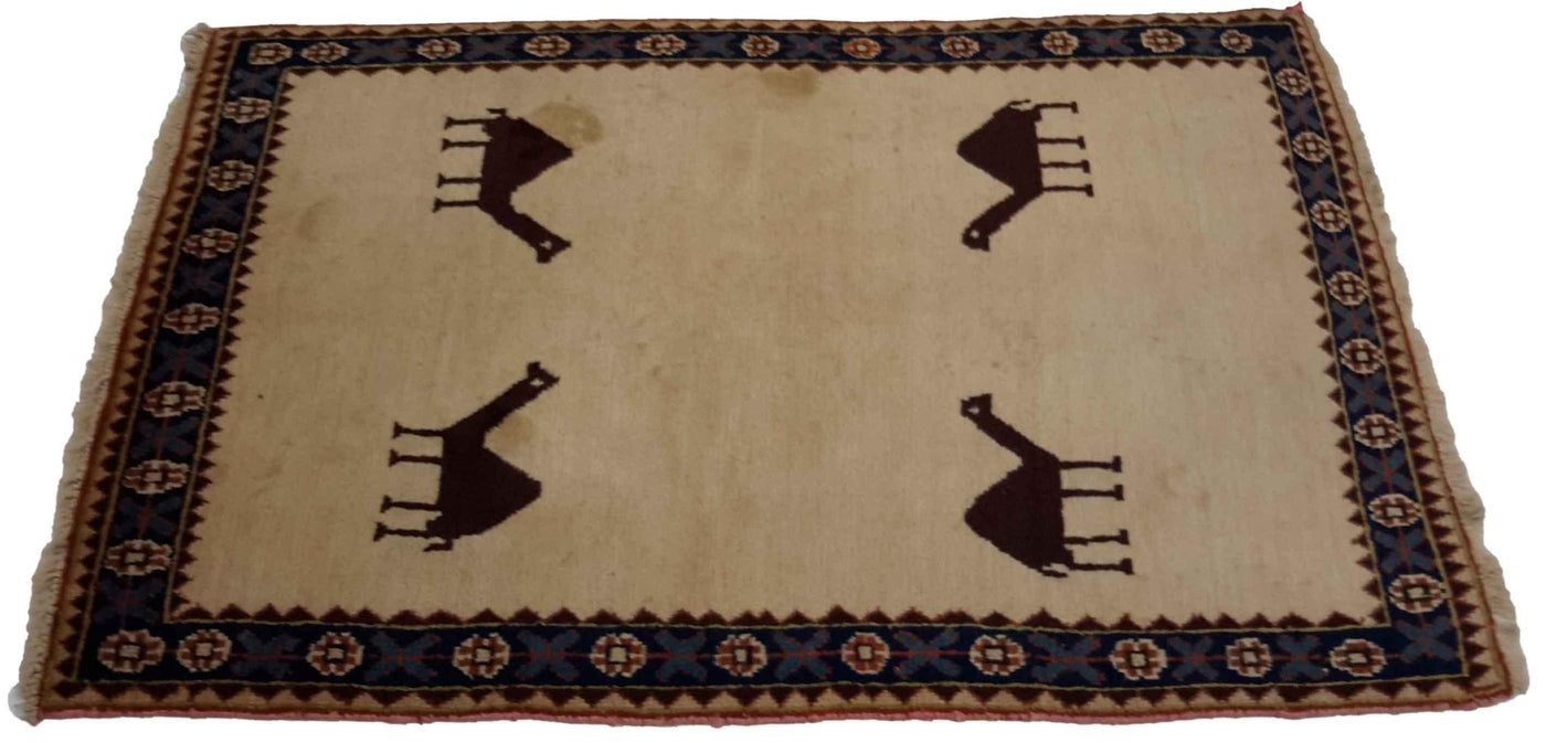 Canvello Hand Made Casual All Over Silkroad Gabbeh Rug - 3'3'' X 4'11'' - Canvello