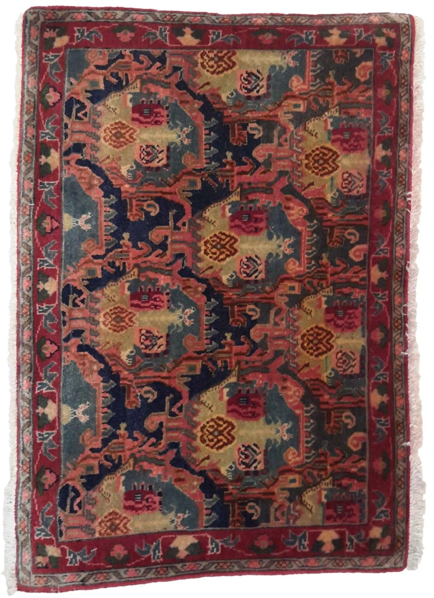 Canvello Hand Made Casual All Over Silkroad Saurogh Rug - 1'7'' X 2'8'' - Canvello