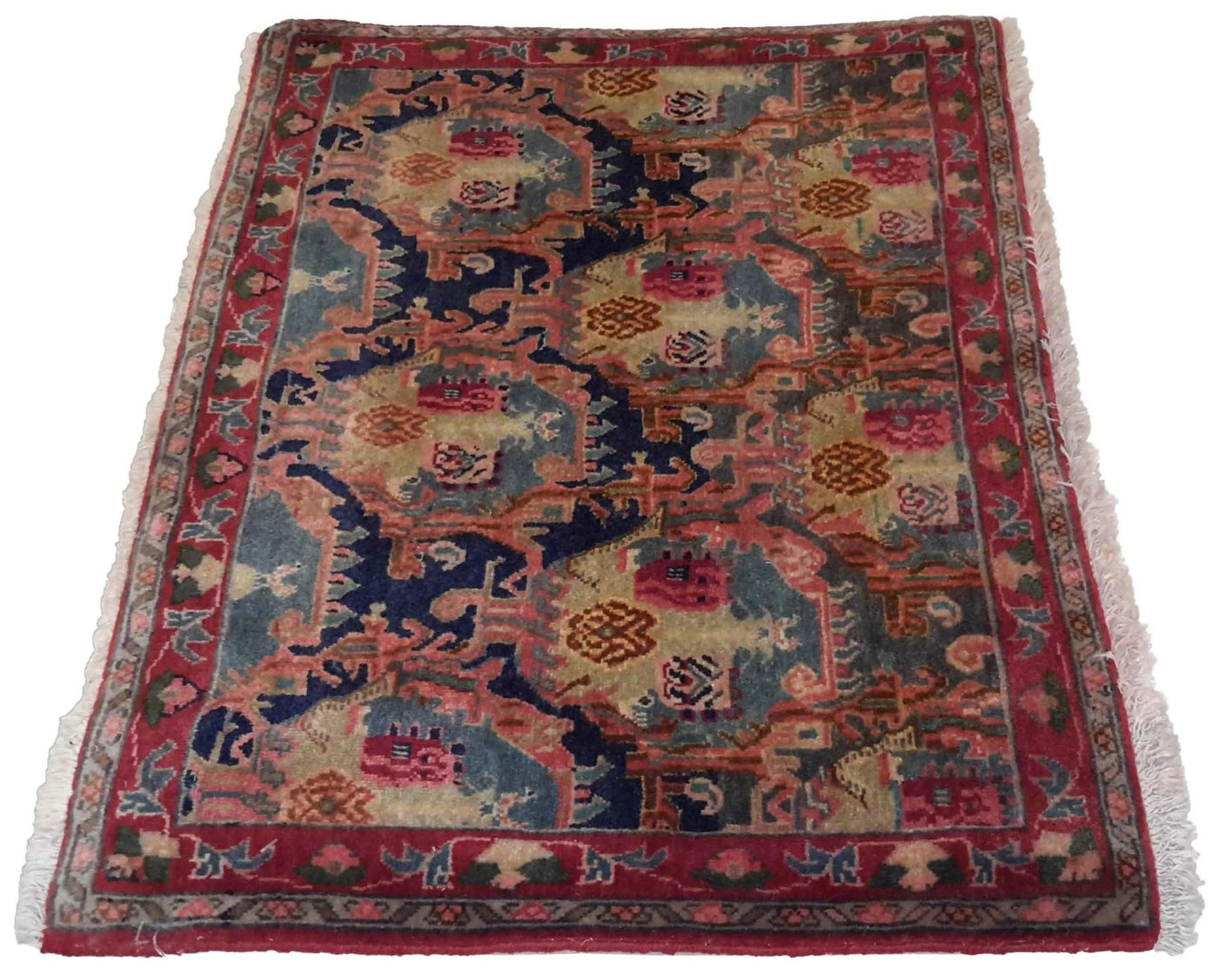 Canvello Hand Made Casual All Over Silkroad Saurogh Rug - 1'7'' X 2'8'' - Canvello