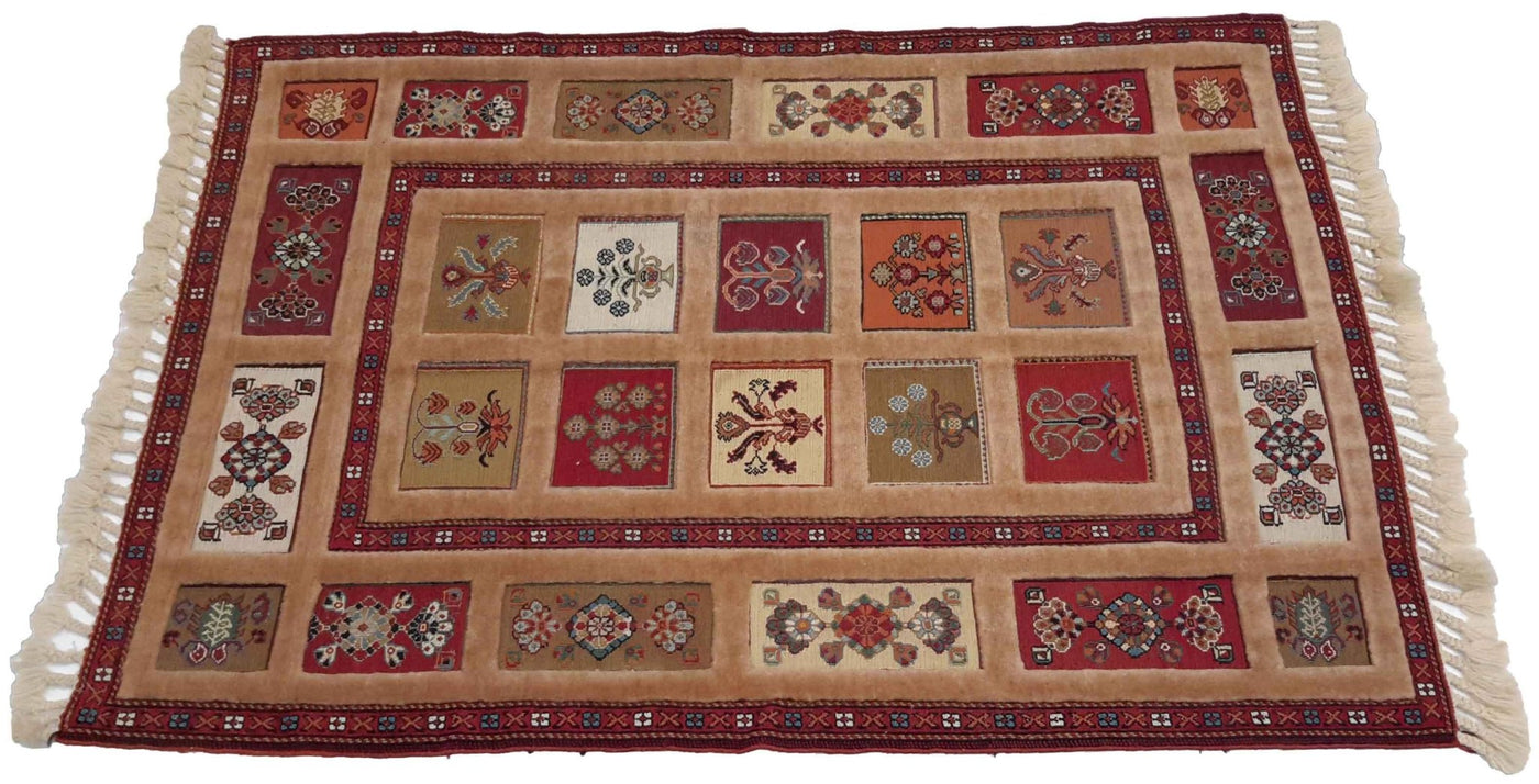 Canvello Hand Made Casual Four Season Silkroad Sirjan Rug - 2'9'' X 3'9'' - Canvello