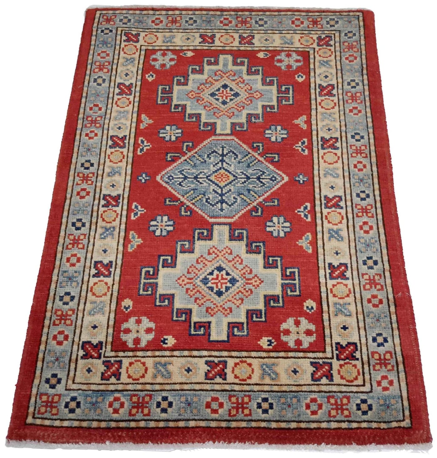 Canvello Hand Made Casual Medallion Afghan Kazak Rug - 2'1'' X 3'1'' - Canvello