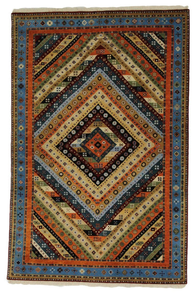 Canvello Hand Made Casual Medallion Indo Gabbeh Rug - 4'0'' X 6'0'' - Canvello