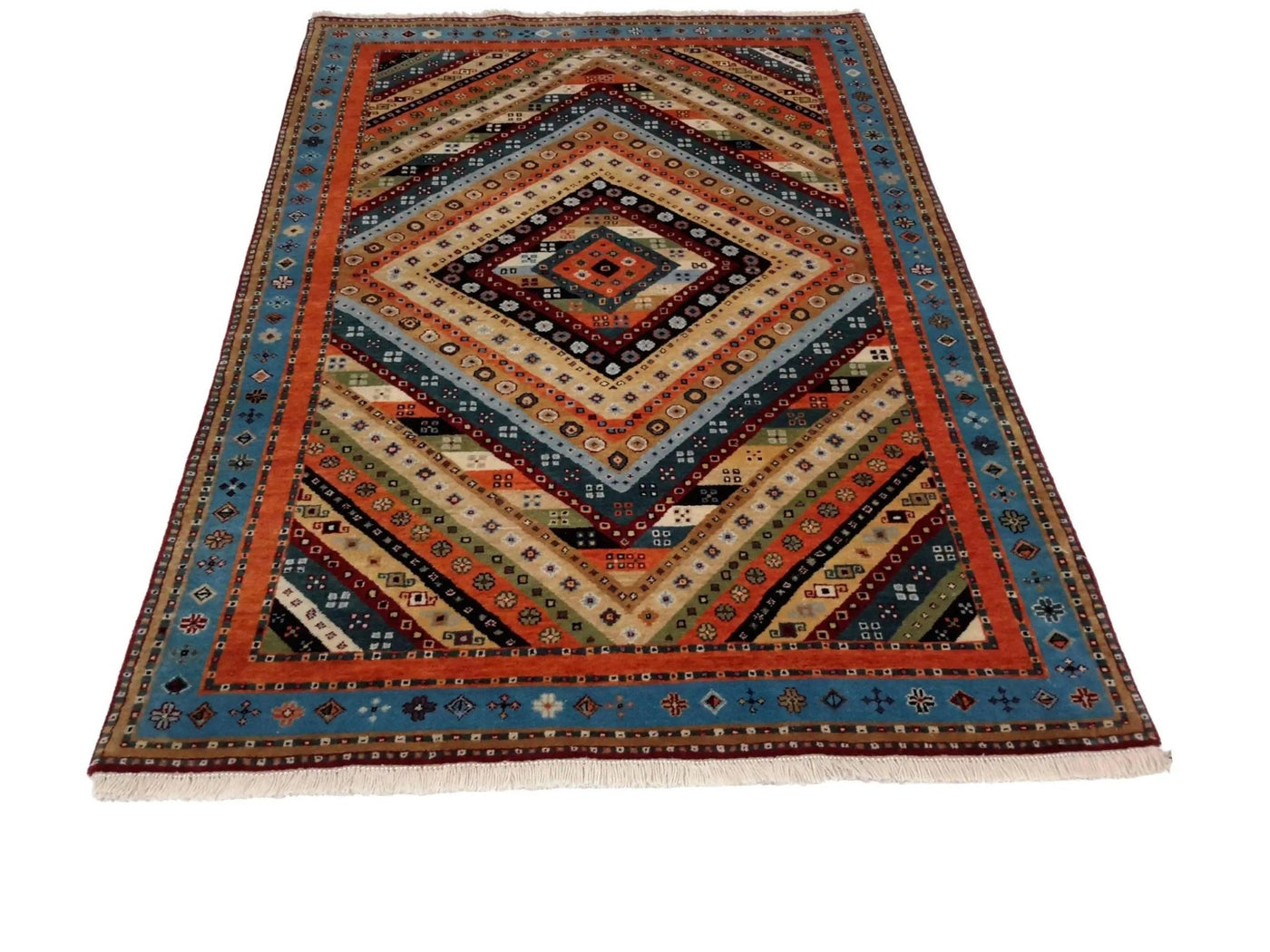 Canvello Hand Made Casual Medallion Indo Gabbeh Rug - 4'0'' X 6'0'' - Canvello