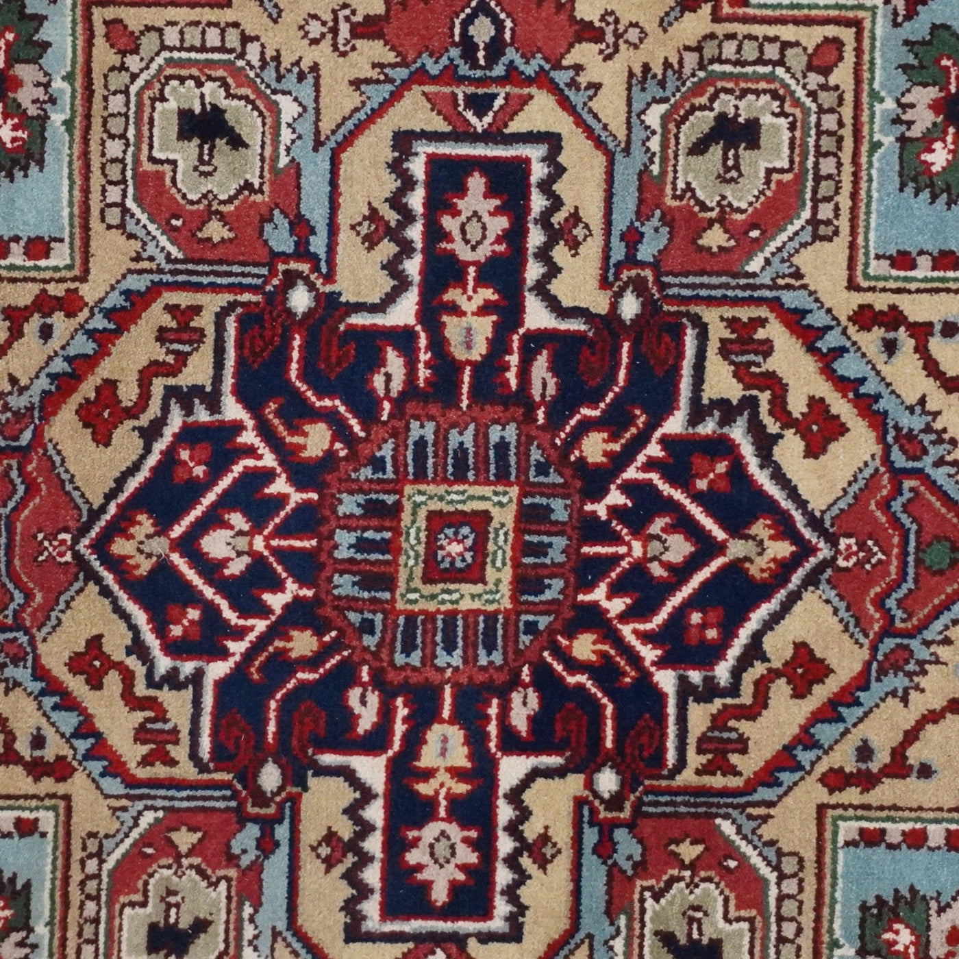 Canvello Hand Made Casual Medallion Indo Heriz Rug - 8'0'' X 9'11'' - Canvello