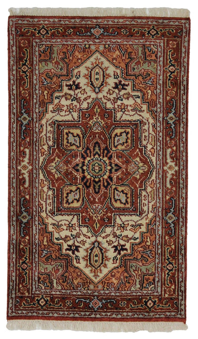 Canvello Hand Made Casual Medallion Indo Serapi Rug - 2'11'' X 4'10'' - Canvello