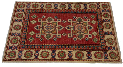 Canvello Hand Made Casual Medallion Pakistan Kazak Rug - 2'0'' X 2'9'' - Canvello