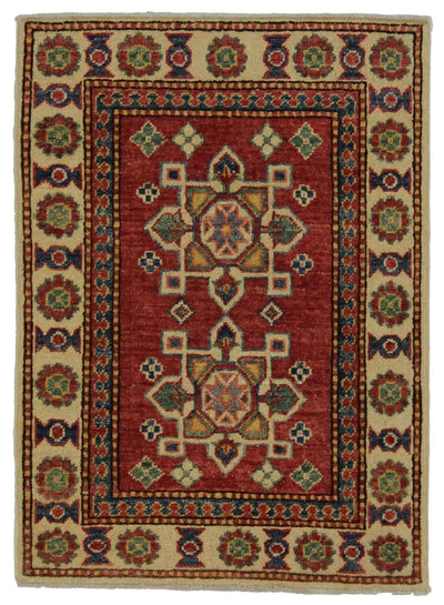 Canvello Hand Made Casual Medallion Pakistan Kazak Rug - 2'0'' X 2'9'' - Canvello