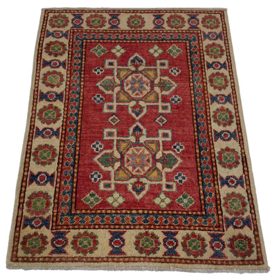 Canvello Hand Made Casual Medallion Pakistan Kazak Rug - 2'0'' X 2'9'' - Canvello