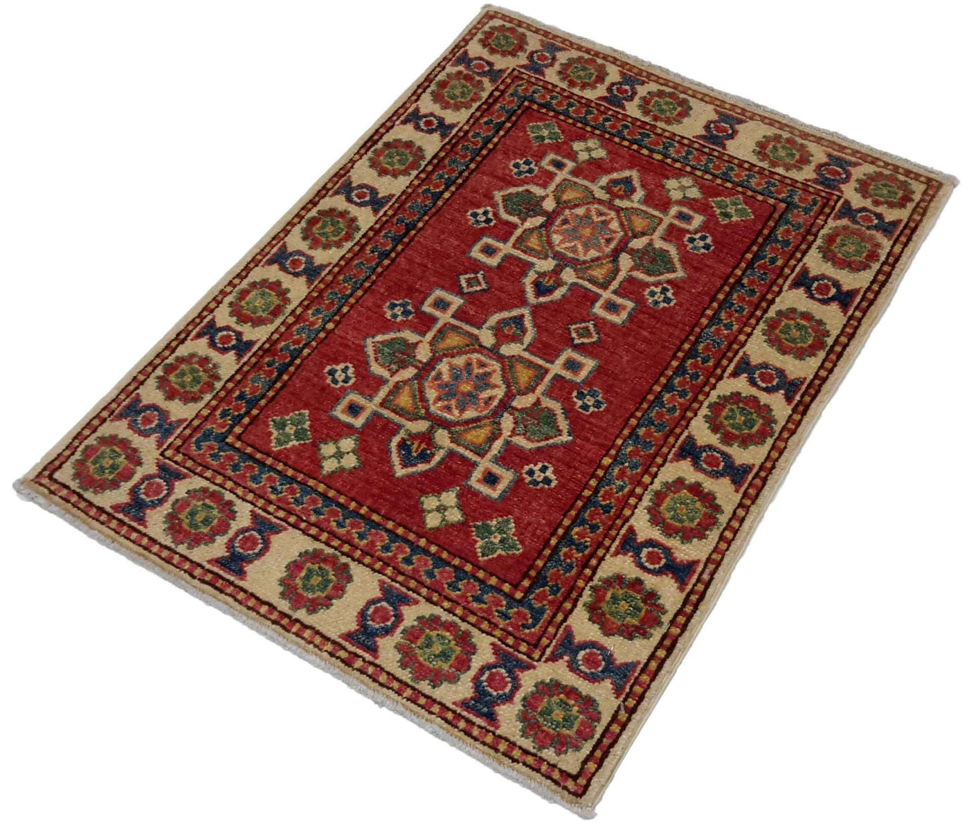 Canvello Hand Made Casual Medallion Pakistan Kazak Rug - 2'0'' X 2'9'' - Canvello