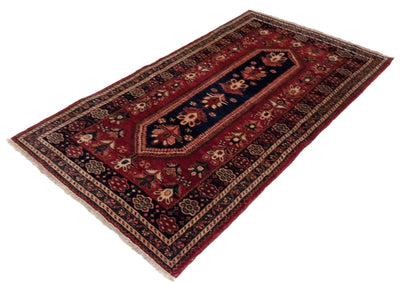 Canvello Hand Made Casual Medallion Silkroad Afshar Rug - 3'6'' X 6'6'' - Canvello