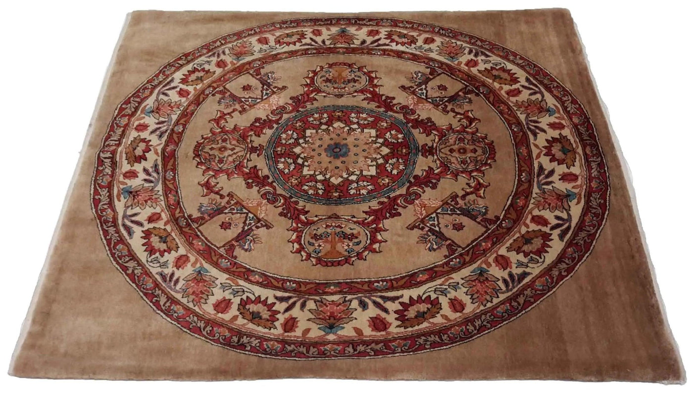 Canvello Hand Made Casual Medallion Silkroad Bidjar Rug - 4'5'' X 4'9'' - Canvello