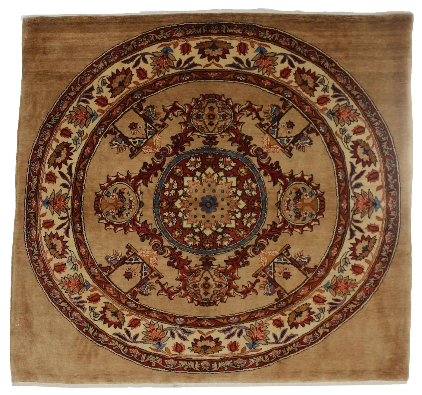 Canvello Hand Made Casual Medallion Silkroad Bidjar Rug - 4'5'' X 4'9'' - Canvello