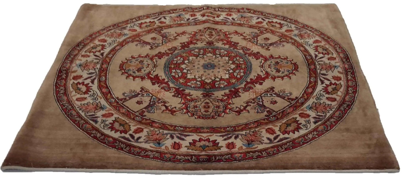 Canvello Hand Made Casual Medallion Silkroad Bidjar Rug - 4'5'' X 4'9'' - Canvello