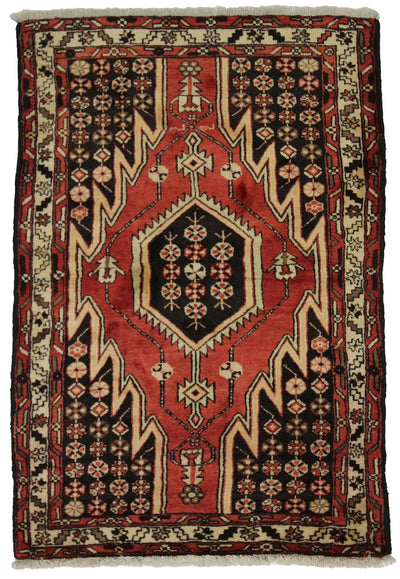 Canvello Hand Made Casual Medallion Silkroad Hamadan Rug - 3'3'' X 4'11'' - Canvello