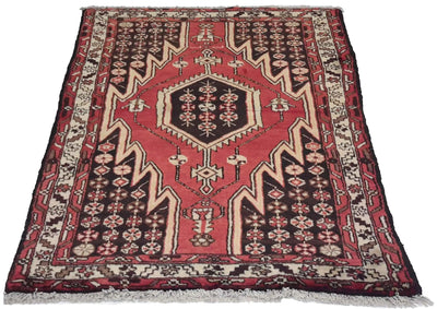 Canvello Hand Made Casual Medallion Silkroad Hamadan Rug - 3'3'' X 4'11'' - Canvello