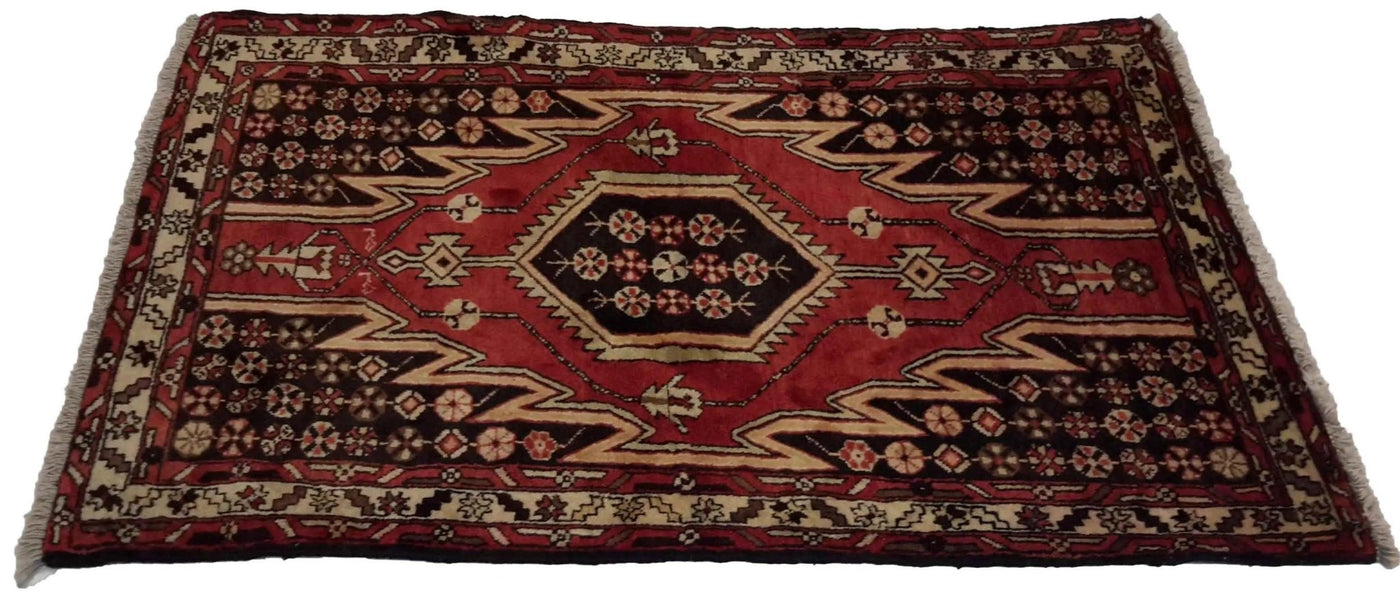 Canvello Hand Made Casual Medallion Silkroad Hamadan Rug - 3'3'' X 4'11'' - Canvello